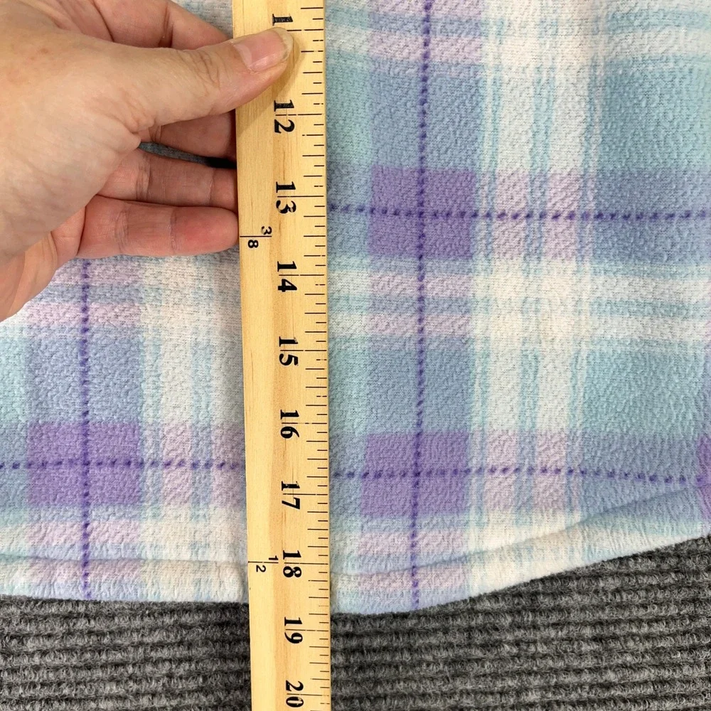 Eddie Bauer Girls Plaid Fleece Shacket‎ Sherpa Lined Blue Purple 6/6X Shirt